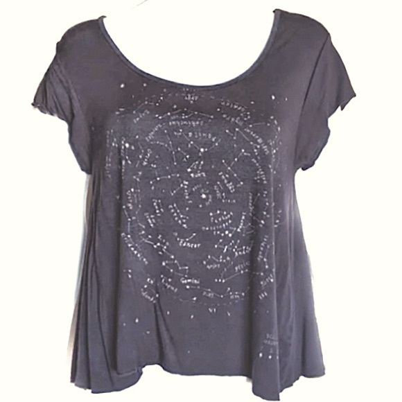 American Eagle Soft & Sexy Zodiac Tee Constellation Graphic Oversize Raw Hem Top - Picture 15 of 15